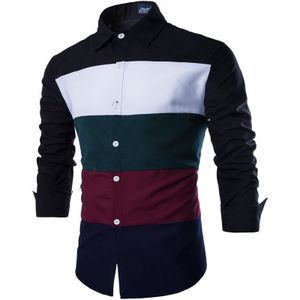 Herfst Mode Mannen Kleding Slim Fit Mannen Lange Mouwen Gestreept Kleur Shirt Mannen Patchwork Toevallige Chemise Mannen Shirt sociale