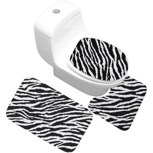 Koe Patroon En Zebra Striae Badkamer Wc Matten Set Water-Absorberende Flanel Badmat Antislip Vloerkleed