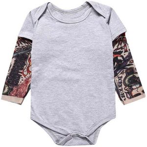 Baby Bodysuit Peuter Herfst WInter Kleding Pasgeboren Baby Baby Kids Jongens Tattoo Gedrukt Lange Mouw Patchwork Romper Bodysuit