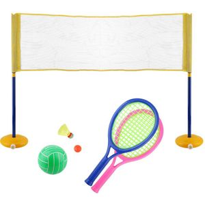 Kids Badminton Set Met 2 Rackets Shuttle Birdie Volleybal En Net Voor Kinderen Strand Game Toy Kids Jongens Meisjes