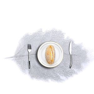 Coral Leaf Plastic Coaster Placemat Pot Kopje Warmte Isolatie Pads Goud Zilver Hittebestendige Antislip Keuken Accessoires