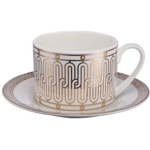 Goud Creatieve Koffiekopje Luxe Europese Bone China Tea Cups Set Met Handvat Wit Porselein Drinkware Thee Cup Set CC50CC