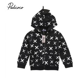 Pudcoco baby jongens zwart dinosaurus stijl jas dier casaco infantil lente herfst jecket hooded lange mouwen baby uitloper