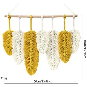 Macrame Tapestry Handgemaakte Geweven Macrame Muur Opknoping Wandtapijten Leaf Veer Boho Decoratie Home Decor Esthetische Wandtapijt