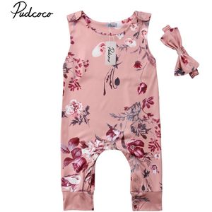 Gloednieuwe Peuter Pasgeboren Kinderen Baby Jongen Meisje Romper Hoofdband 2 stks Sets Mouwloze Jumpsuit Kinderen Zomer Kleding