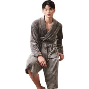 Dikke Eiland Fleece Mannelijke Badjas Lange Flanellen Badjas Winter Herfst Grote Werven Badstof Mannen Warm Robe Pijama Hombre Chinese Kimono