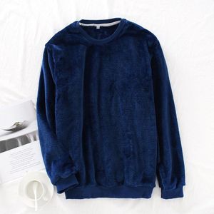 Herfst En Winter Flanel Mannen Een Stuk Jas Dikke Pyjama Warme Lange Mouwen Coral Fleece Thuis Dragen mannen Ronde Nachtkleding