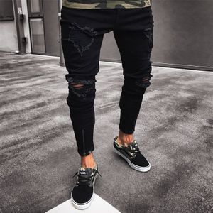 Mens Cool Zwarte Jeans Skinny Ripped Vernietigd Stretch Slim Fit Hop Hop Broek Met Gaten Voor Mannen