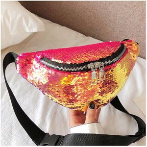 Omkeerbare Glitter Mermaid Pailletten Heuptas Fanny Pack Pouch Hip Purse Satchel