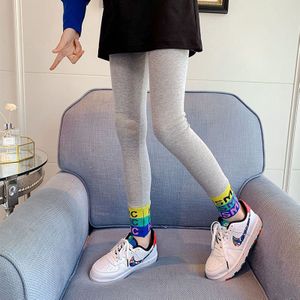 2022 Geribbelde Leggings Voor Peuter Meisjes Katoen Lente Herfst Kinderen Kleding Brief Print Knit Panty Baby Skinny Broek 10Y