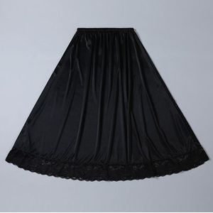 Lace Onderrok 75Cm 85Cm Lange Onderkant Rok Voor Jurk 3 Meter Grote Zoom Elastische Taille Inner Petticoat Zwart zijde