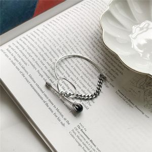 Pofunuo 925 Sterling Zilveren Handgemaakte Weave Armbanden Vintage Zwarte Onyx Ot Gesp Armbanden Vrouwen Luxe Fijne Sieraden