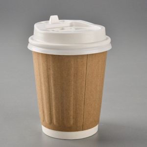 50 Stuks Wegwerp Double-Layer Papier Cup Verdikking Anti-Broeien Drink Koffie Sojamelk Thee Takeaway Verpakking cup Met Deksel