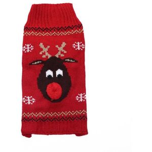 Herfst/winter Wol Hond Truien Kerst Dag Rode Nosed herten Huisdier Breien Trui voor Kleine en Middelgrote Hond Kleding (rood)