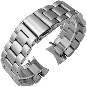 Hq Rvs Horlogeband Voor Samsung Galaxy Horloge 46Mm SM-R800 Sport Band Gebogen End Strap Wrist Armband Zilver Zwart