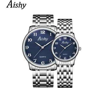 Aishy Paar Horloges Waterdicht Roestvrij Stalen Band Goud Zilver Zakelijke Horloges Valentijnsdag