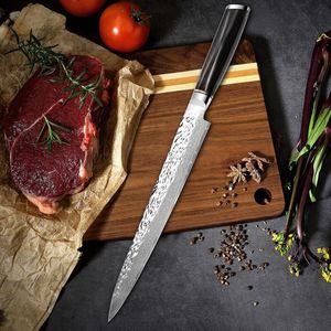 Ik 10 Inch Japan Sashimi Mes VG10 Damascus Staal Sushi Messen Pakka Hout Snijden Cleaver Zalm Fileren Vis Sashimi Mes