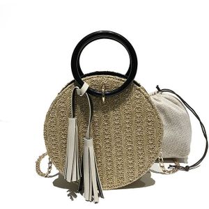 3 kleuren Wit Zak Doos Zomer Rotan Zwart Handgemaakte Tassen Geweven Bolsos Messenger Circulaire Breien Stro Tassen Crossbody Handtas