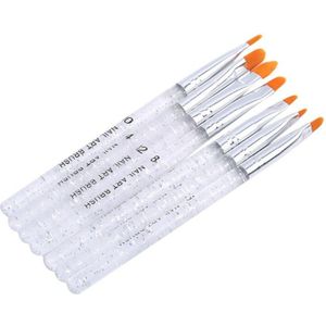 7Pcs Nail Art Gereedschap Nail Borstel Polijsten Schilderen Potlood Kristal Kralen Picker Pen Puntjes Professionele Manicure Pedicure Tool