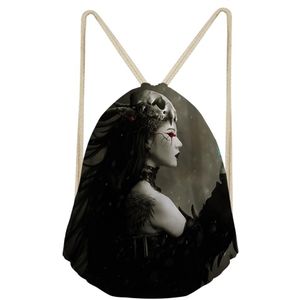 Gothic Dark Art Koord Tassen Voor Vrouwen Meisjes Trekkoord Rugzak Rugzak Black Travel Opslag Pouch Mochila Bundel Zak