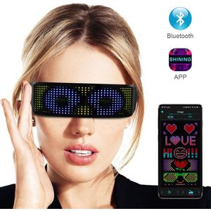 Full Color Oplaadbare Shining Led Festival Bril Bluetooth App Controle Lichtgevende Dance Cool Led Lamp Glazen Aanwezig Unisex