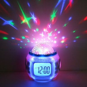 Muziek Wekker Kinderen Baby Kamer Sky Star Night Light Projector Lamp Slaapkamer Muziek Wekker D12