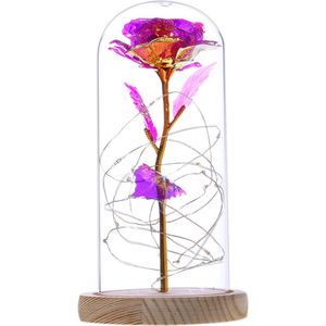 Galaxy Rose Knipperende Bloemen In Kolf Glazen Koepel Voor Valentijnsdag Verjaardag Bruiloft Decoratie