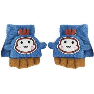 Leuke Aap Half Vinger Wanten Voor Baby Meisjes Jongens Winter Warm Gebreide Vingerloze Handschoenen Cartoon Flip Dikke Handschoenen 3-6Y