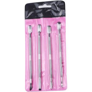 4 Stuks Professionele Dode Huid Roestvrij Staal Push Cuticle Remover Tweezijdige Nail Manicure Gereedschap Kits