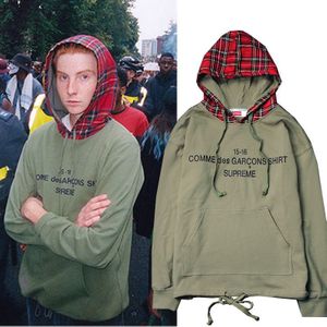 Heren Europese En Amerikaanse Ins Grote Prater Hip-Hop Cdg Joint Schotse Plaid Hooded Badstof Hoodie