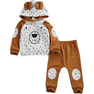 0-24M Kid Baby Boy Peuter Kleding Sets Animal Print Hooded Sweater Top Broek Outfit Kleding Trainingspak Set