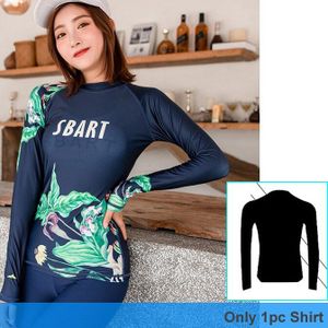 4 stks/set Womens Lange Mouwen Rashguard Shirt Print Badpak Top & Bottoms Zon Uv-bescherming Badmode Badpakken Full Body huid