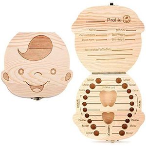 Houten Melktand Opbergdoos Tanden Organizer Kinderen Souvenir Case Kids Voor Jongens Meisjes