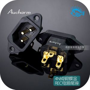 1Pcs/5Pcs Aucharm Hifi Zuiver Koper Plated 4N Koorts Klasse Versterker Audio Ac Power Socket Rec Power staart Socket