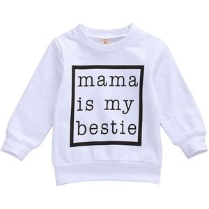 0-24M Baby Baby Boy Meisjes O Hals Lange Mouw Sweatshirt Grafische Mama Is Mijn Bestie Letters Print geribbelde Sluiten Classic Hoodies