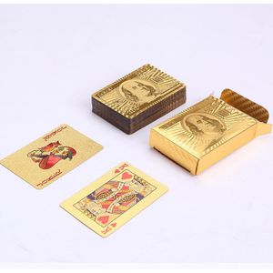 Goud Speelkaarten Euro & Dollar Speelkaart Poker Game Dek Goudfolie Poker Set Plastic Magic Card Waterdichte gyh