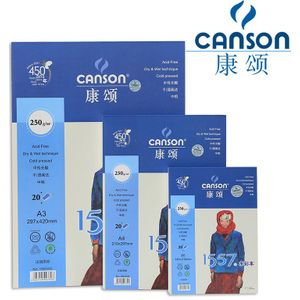 Canson 250G/M2 Professionele Aquarel Papier Schets Papier 20 Vellen A3/A4/A5 Schetsen Papier Creatieve schoolbenodigdheden