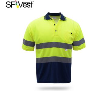 Sfvest Veiligheid Reflecterende Shirt Hoge Zichtbare Korte Mouw Pocket T-shirt Zilveren Reflecterende Tapes Mannen Zweettransporterend Veiligheid