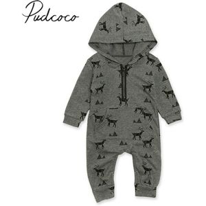 Baby Zomer Kleding Kid Baby Baby Jongens Hooded Romper Cartoon Animal Print Lange Mouw Jumpsuit Kleding Outfits Een- stuk