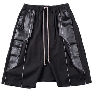 Luxe Mens Streetwear Denim Patchwork Harem Shorts Elastische Trekkoord Taille Knie Lengte Losse Zakken Heren Shorts