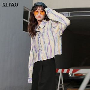 Xitao Vintage Match Alle Print Patroon Shirt Vrouwen Kleding Zomer Mode Turn Down Kraag Elegante Blouse ZLL5081