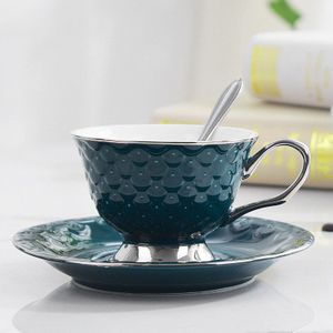 Groene Creatieve Eenvoudige Luxe Kop En Schotel Set Modern Keramische Porselein Koffiekopje Afternoon Tea Keukengerei