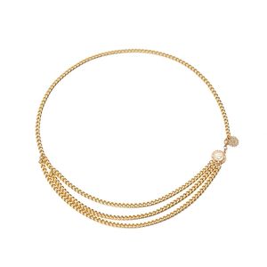 Brand Vrouwen Mode Luxe Ketting Riem Hip Hoge Taille Goud Smalle Metalen Ketting Chunky Franjes All-Match Multilayer Lange Kwast