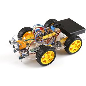 4WD Robot Auto Kit Voor Arduino Uno R3 Smart Project Stem Speelgoed Voor Kids Diy Ultrasone Obstakel Vermijden Track Afstandsbediening controle