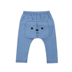 Baby Jongens Meisjes Cartoon Beer Harembroek Broek Peuter Bodems Leggings Joggingbroek Solid Leuke Kleine Beer Blauwe Korte Broek