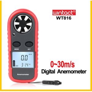 Draagbare Wind Meter Digitale Anemometer Thermometer 30 M/s Lcd Backlit Hand-Heldmeasuring Wind Speed Tool WT816