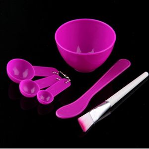 4 In 1 Set Diy Plastic Soft Make Up Gezichtsmasker Mengkom Borstel Lepel Borstel Stok Set Tool Onschadelijk huid