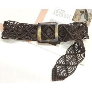 Vintage Bohemian gebreide lederen riem voor vrouwen brede riem Casual vrouwelijke gevlochten bondage jurk riem bandjes accessoire