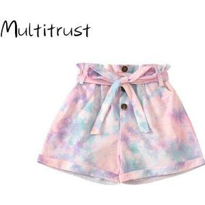 2-7Y Baby Baby Meisjes Zomer Gedrukt Shorts Elastische Hoge Taille Kleurrijke Print Broek Shorts