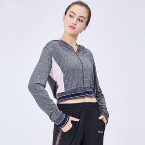 Vrouwen Lange Mouwen Yoga Shirt Rits Sport Jas Running Jacket Gym Fitness Afslanken Beweging Vrouwen Strakke Crop Tops hooded